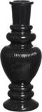 Ideas 4 Seasons Bougeoir Venice - verre coloré - nervuré noir - D5,7 x H15 cm