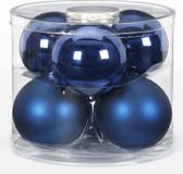 Inge-glas Inge Christmas Grote kerstballen - 6x st - donkerblauw - D10 cm - glas