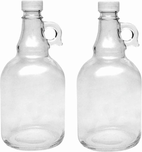 Eurostockdeals Olie- en Azijnfles - 1000ml - 2 Stuks - Wit Glas