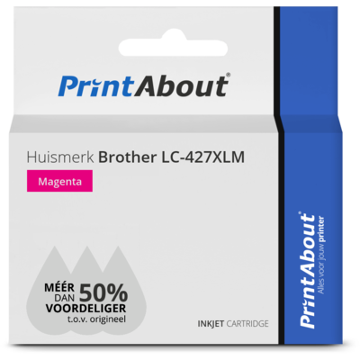 PrintAbout Huismerk Brother LC-427XLM Magenta Inktcartridge - Hoge capaciteit