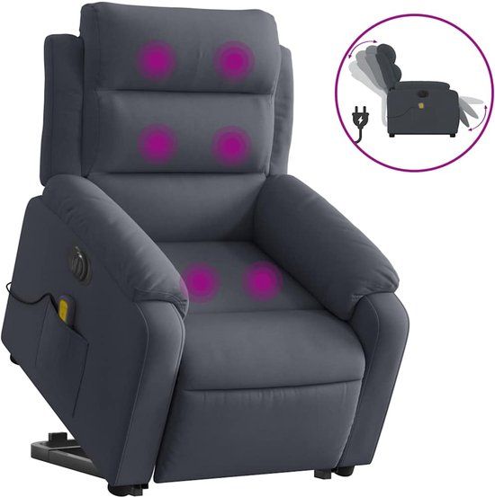 vidaXL Sta-op-massagestoel elektrisch verstelbaar fluweel donkergrijs