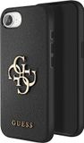 GUESS Imitatieleer Saffiano Hoesje met Groot Logo 4G voor Apple iPhone 16e - Zwart