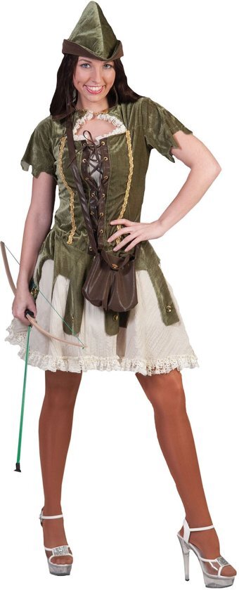 Funny Fashion Robin Hood Kostuum Robin Hood De Armenhelper Jurk Vrouw Maat 36-38 Carnaval kostuum Verkleedkleding