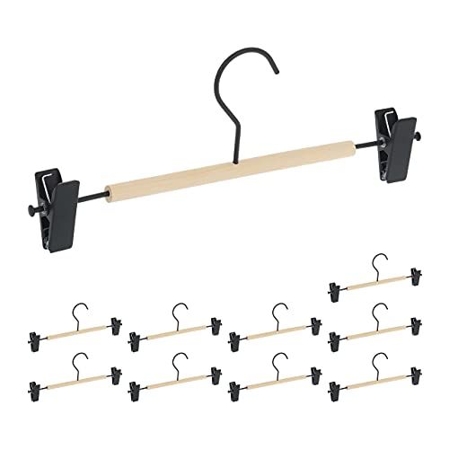 Relaxdays Broekbeugels set van 10 - Zwart/Naturel