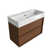 Saniclass Badkamermeubelset - 100x45x72cm - Legend keramische wastafel wit - mat walnut pure