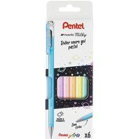 Pentel K108-P Hybrid Milky rollerbalpen, gel, pastel, 6 kleuren