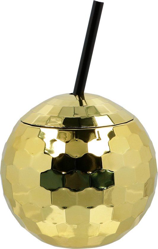 Boland - Beker Discobal met rietje goud