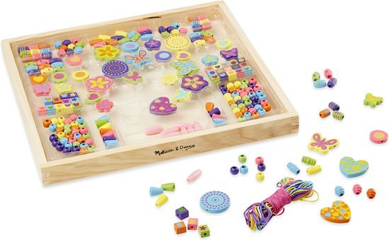 MELISSA & DOUG Houten Kralenset XXL - 220 kralen en 8 koorden