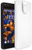 mumbi Echt leren telefoonhoesje compatibel met Medion Life x5001 hoes leren tas case wallet, wit