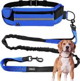 Edipets, Bol Hond Jogging Lood Handsfree Hardlopen Wandelen Webbing Anti-Stress Reflecterend 160-220cm (Blauw)