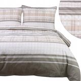 Cottonlove Linge de lit 220x200 Coton - Rayures & Carreaux Géométrique