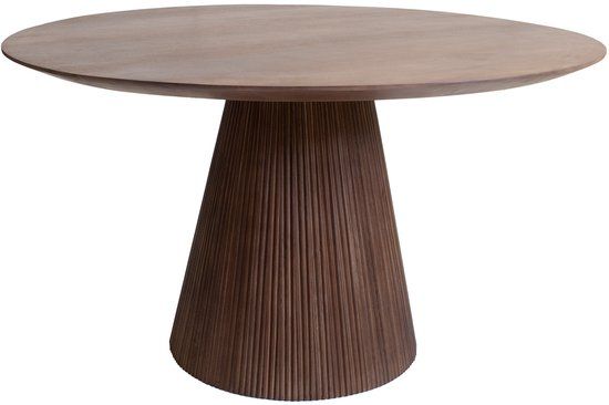 Giga Meubel Eettafel Salvador Rond - Mangohout - Donkerbruin - 130x130x76cm