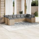 Maison Exclusive - Ensemble de jardin, composé de 10 pièces avec coussins, couleur : beige, matériau : polyrotin