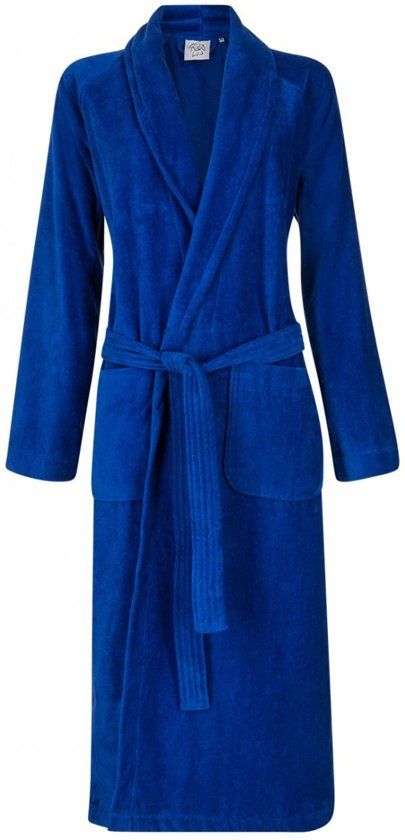Badrock Unisex badjas kobaltblauw - velours katoen - sjaalkraag - maat 2XL
