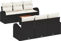 vidaXL Tuinbank Set 7-delig Zwart Polyrattan