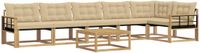 vidaXL Hoek loungeset 6 zitplaatsen Acacia hout Wit en Beige