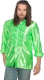 Wilbers Jaren 80 & 90 Kostuum | Groene Ruchesblouse Satijn Foute Neon Disco | Maat 56 | Carnaval kostuum | Verkleedkleding
