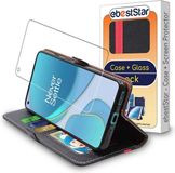 ebestStar - Book Case Hoesje voor OnePlus 8T - Zwart/Rood + Gehard Glas