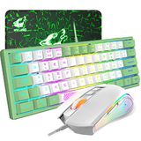 ZIYOU LANG K61 RGB Gaming Keyboard Mouse Set - White - UK Layout