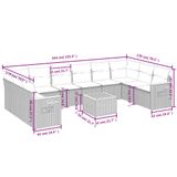 vidaXL Loungeset met Kussens Poly Rattan Zwart