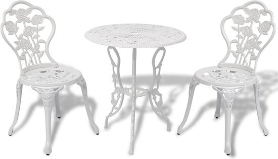 vidaXL Bistroset gegoten aluminium wit 3-delig