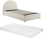 Vente-unique Bed met opbergruimte fluweel beige 90 x 190 cm