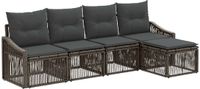vidaXL Tuinbank - Set - 5 zitplekken - Grijs - Polyrattan