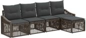 vidaXL Banc de jardin - Ensemble - 5 places - Gris - Polyrattan