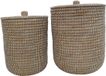 Casa Moro Wasmand met deksel – zeegras – set van 2 – 40 en 65 l – naturel wit