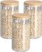 Zeller Voorraad/bewaar pot Grooves - 3x - hard glas - transparant - 800 ml - bamboe deksel - luchtdicht