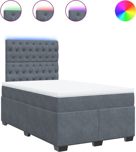 vidaXL Boxspring met matras fluweel donkergrijs 120x200 cm