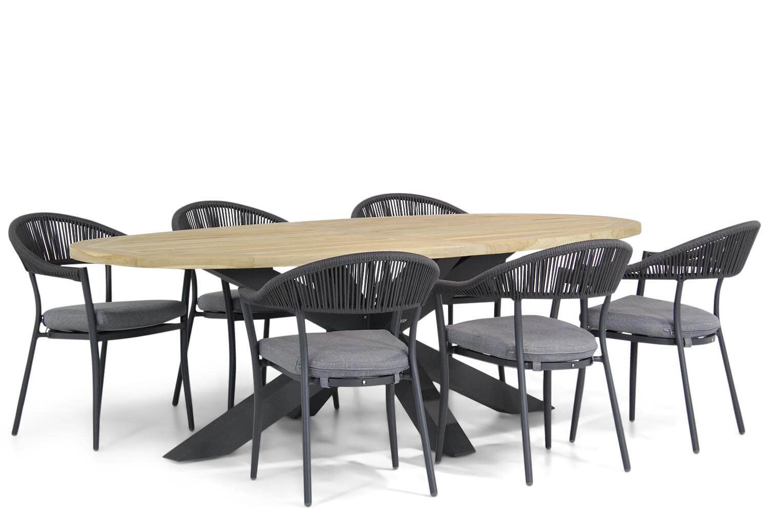 Santika Furniture Vivian/Brookline 240 cm Ovaal Dining Tuinset 7-Delig