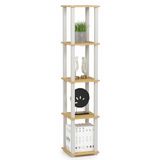 Furinno Turn-S-Tube 5-laags vierkante displayplank met hoekrek, beuken/wit