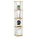Furinno Turn-S-Tube 5-laags vierkante displayplank met hoekrek, beuken/wit