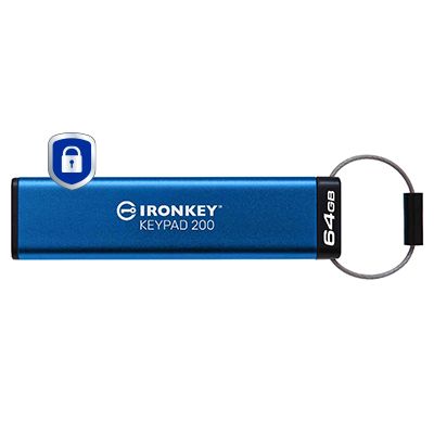 Kingston Technology Kingston IronKey Keypad 200 - USB-stick - 64 GB - Blauw