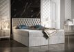 B&B Home Lit Boxspring Monett - Gris - 140x200 Cm - Lit avec rangement - Tête de lit ergonomique - Matelas à ressorts Bonnell