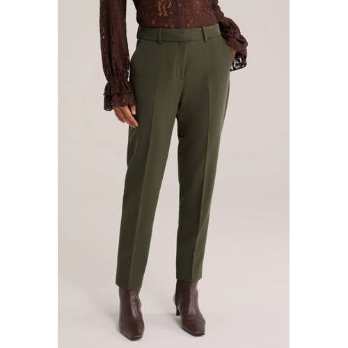 WE Fashion tapered pantalon - donkergroen