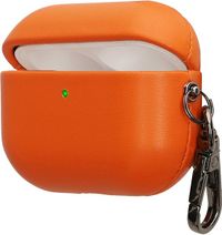 kwmobile Kunstleren hoes voor Apple Airpods Pro 3 – Slim cover met karabijnhaak – Opbergtasje voor oordopjes – Etui in oranje