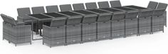 vidaXL 21-delige Tuinset met Kussens Poly Rattan Grijs