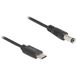 Delock 85397 USB-laadkabel USB-C stekker, DC-stekker 5,5 mm 1.00 m Zwart Met USB