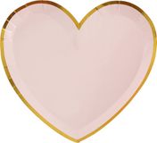 Santex Feest Wegwerpbordjes - Hartje - 10 Stuks - 23 cm - Roze/Goud