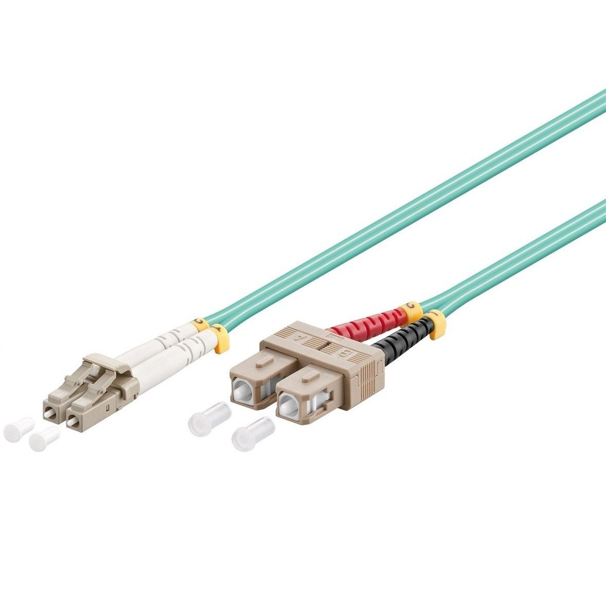 Inline LC - SC Duplex Optical Fiber Patch kabel - Multi Mode OM3 - turquoise / LSZH - 3 meter