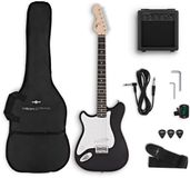Gear4music VISIONSTRING 3/4 Elektrische Gitaar (LH) Zwart