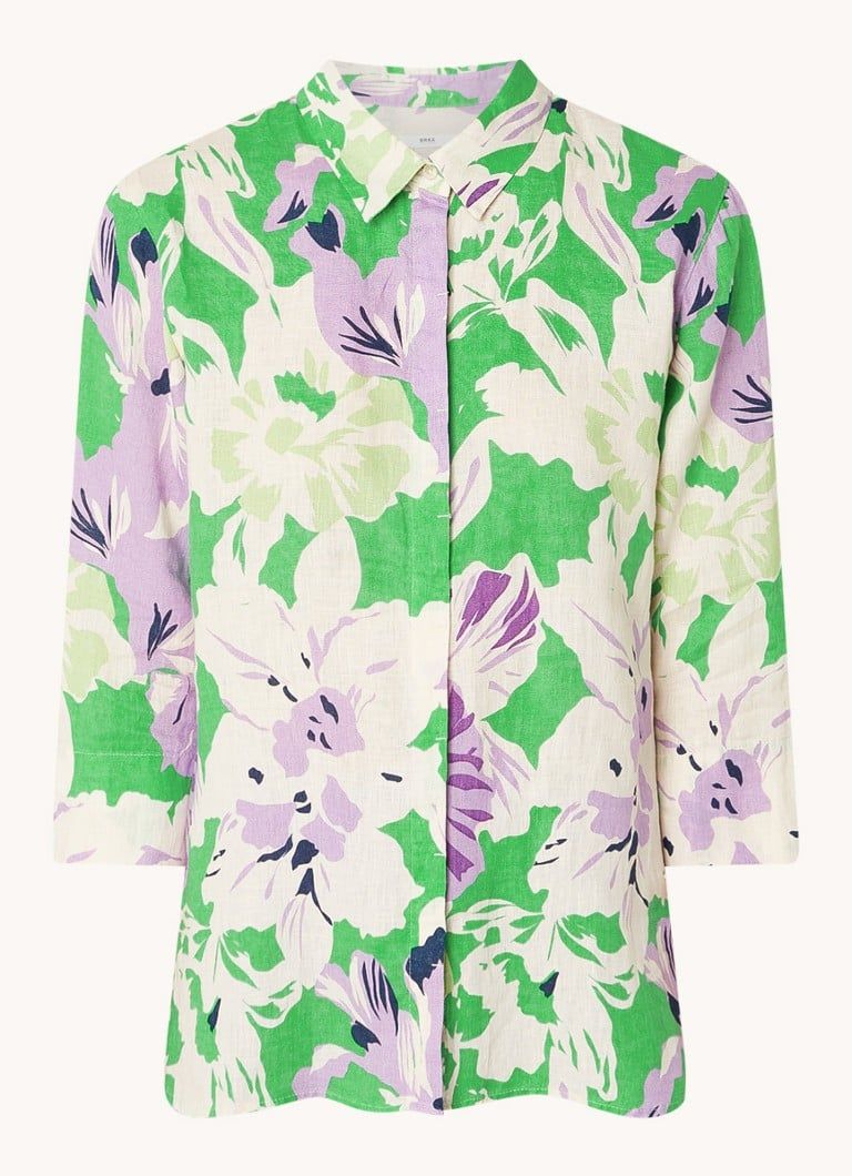 BRAX Vicki Linen Blouse with Floral Print