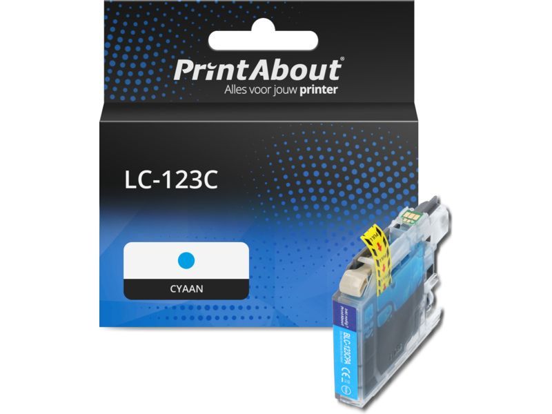 PrintAbout Inktcartridge LC-123C Cyaan geschikt voor Brother