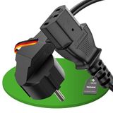 conecto Stroomkabel, beschermstekker 90° naar IEC C13-aansluiting, recht, kabel voor niet-verwarmingstoestellen, euro-stroomkabel voor huishoudelijke apparaten, 1,00 m, zwart