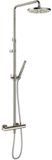 Hotbath Ace - Stortdoucheset - 206 mm Hoofddouche - 330 mm Hartafstand - Glijstang - Staafmodel Handdouche - Geborsteld Nikkel - Opbouw - 1/2 Inch Aansluiting