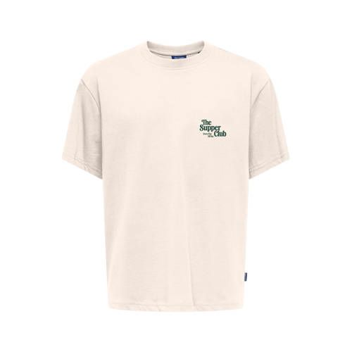 ONLY & SONS JUNIOR T-shirt met backprint - zand