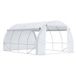 Serre de jardin tunnel 12 m² avec porte, parois latérales enroulables, 8 fenêtres, acier et PE, 4 x 3 x 2 m, blanc