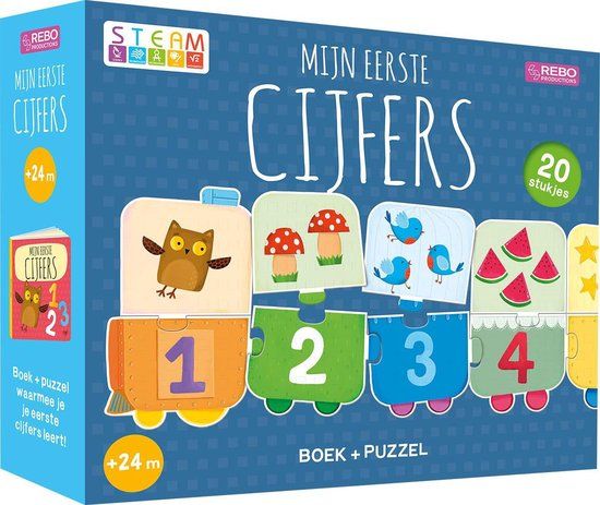 Top1Toys Rebo Productions Puzzeltrein 20 stukjes en boek - Mijn eerste cijfers